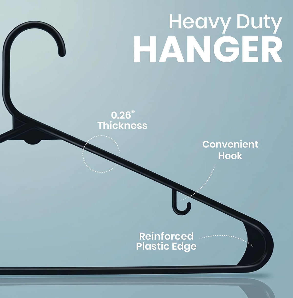Utopia Home Plastic Hangers 20 Pack – Built-in Strap Hooks Black