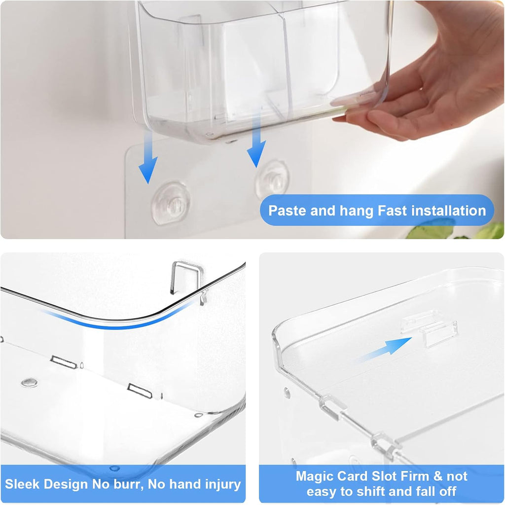 Diesisa Wall Mount Organizer, Adhesive Shelf, 2 Compartments Wall Shelves