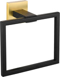 LANC Hand Towel Holder for Bathroom Wall Mount Matte Black and Brushed Gold Square Hand Towel Holder for Bath Lavatory SUS304 Stainless Steel Modern Style Shower Towel Towel Racks Hanger, A8896GK