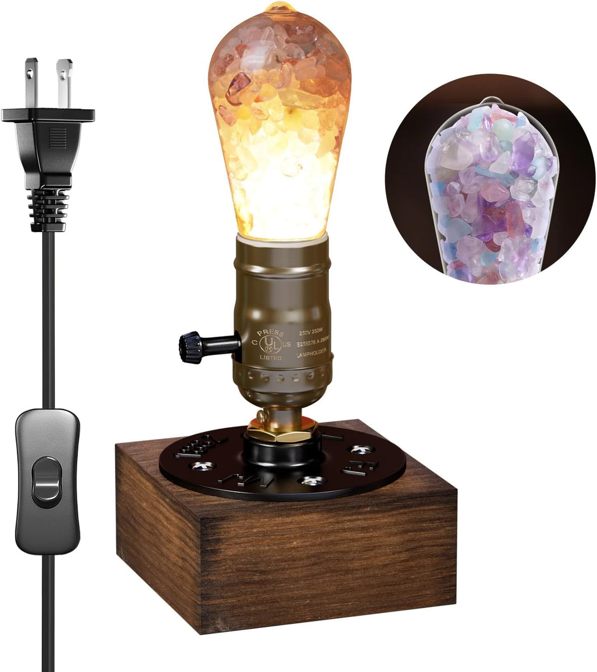 Lustaled Vintage Table Lamp, E26 Retro Lamp with 5W E26 LED Bulb, 3000K Warm White Industrial Style Nightlight Antique Lamps for Cafe Bar Bedroom Living Room Decor Entryway, Non Dimmable