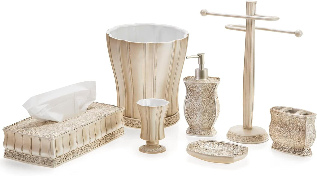 Creative Scents Victoria Beige 4 Piece Resin Bathroom Accessories Set