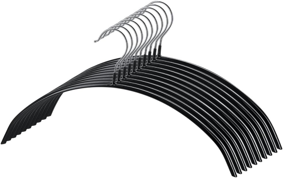 Tosnail 10 Pack Black Super Grippy Slip-Reducing Contour Shirt Hangers, Sweater Hangers, Dimple & Crease Free Hanger Solution - Black