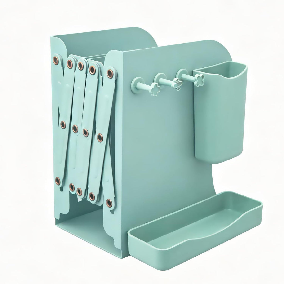 Adjustable Metal Bookends Heavy Duty for Shelves, 2 Dividers, Side Organzier, Anti-Slip Design Expandable Book Ends for Desk, Office(Green, 18 inches Max)