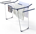 JS HANGER Extendable Clothes Drying Rack with Fold-Out Wings & Sock Clips, Expands from 41" to 67", Extra Wide Laundry Drying Rack Indoor Outdoor, Folding Rack for Clothes, Towels & Delicates