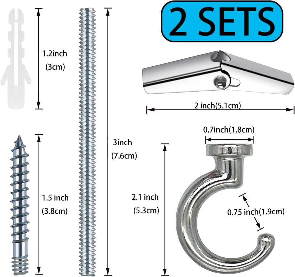 Heavy Duty Ceiling Hooks, Hanging Plants, Lights (2, Chrome)