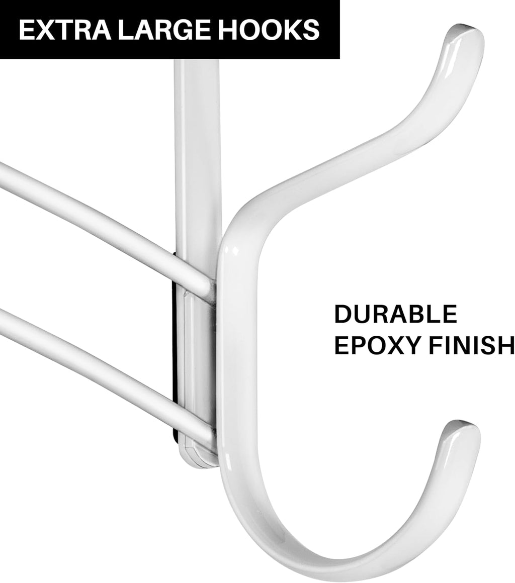 LYNK Professional® Home™ Over the Door Hooks - 28 Hook – Over the Door Coat Rack - Over the Door Hanger - Hanging Towels or Clothes - Bathroom, Bedroom, Laundry Room - Lifetime Ltd. Warranty, White