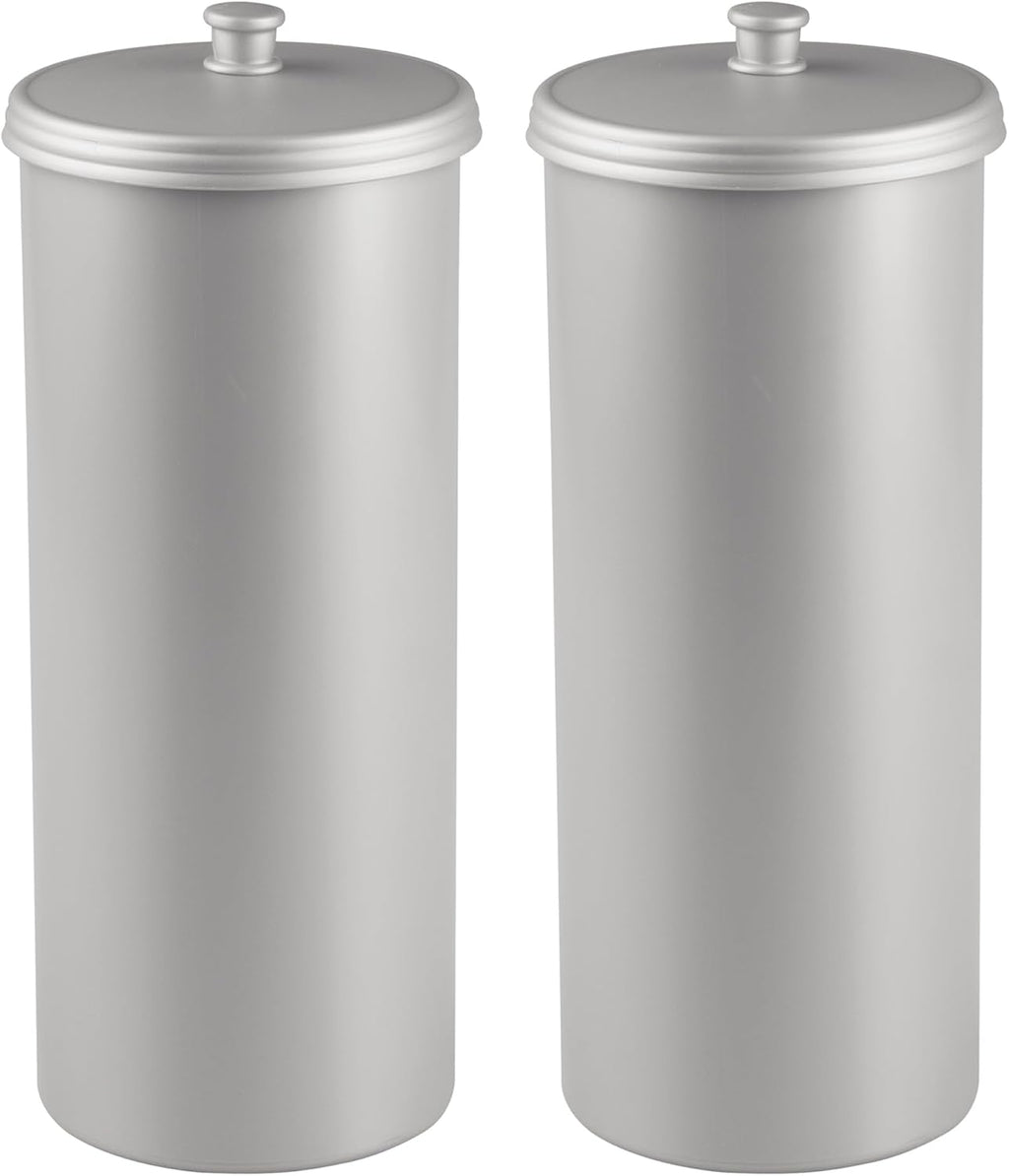 iDesign Freestanding Bathroom Toilet Paper Storage Holder, 2-Pack, Silver