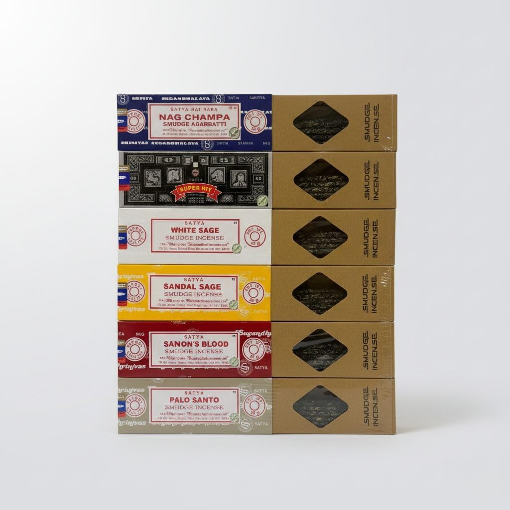 Satya Smudge Incense Stick – Hand-Rolled Indian Masala Incense for Meditation,Nag Champa, Superhit, Sandalwood, Dragon Blood, White Sage, Palo Santo (Smudge Mix)