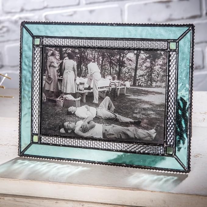 J Devlin Windsor Blue and Green Glass Picture Frame, 4x6 H/V