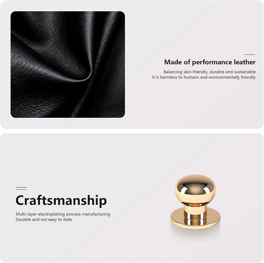 LADSTAG Desk Accessories,Black Vegan Leather Desk Organizers with 1 Draw & Tray,Remote Control Holder with Gold-Tone Metal Accents Knob for End Tables,Bedside Table,Bedroom