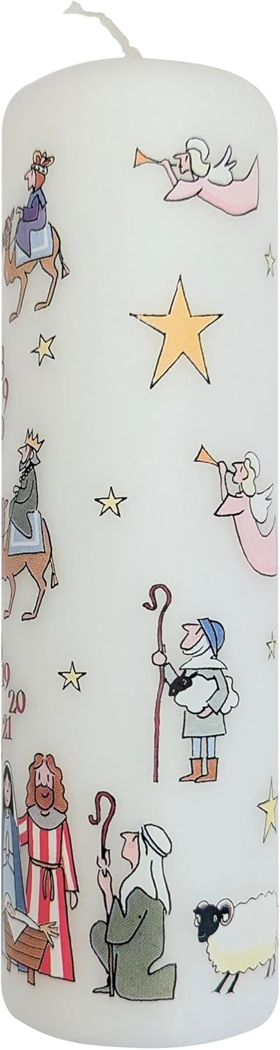 Alison Gardiner Nativity Advent Pillar Candle, 70hr Burn Time, Unscented