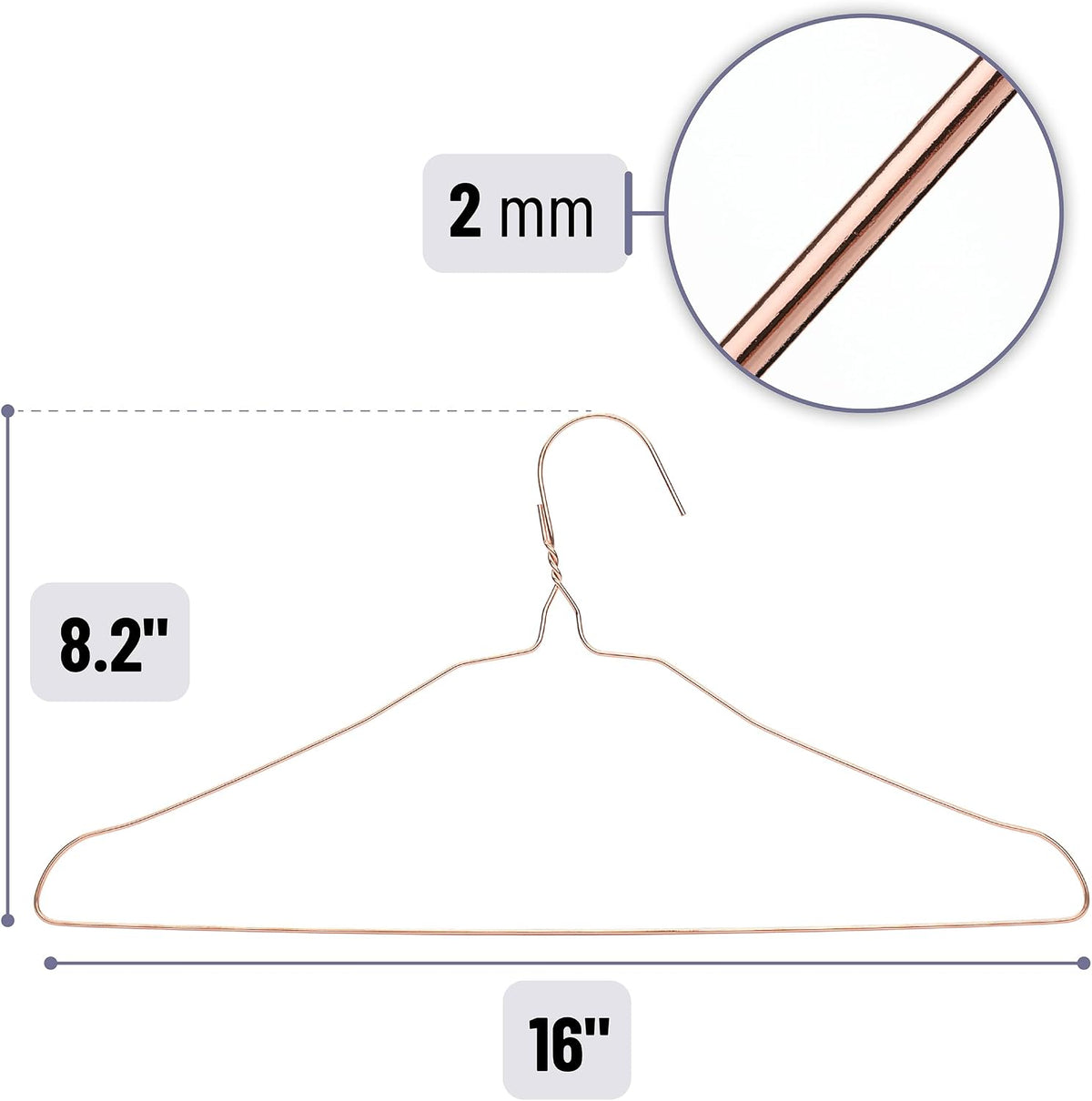 Mr. Pen- Metal Wire Hangers, 10 Pack, Rose Gold
