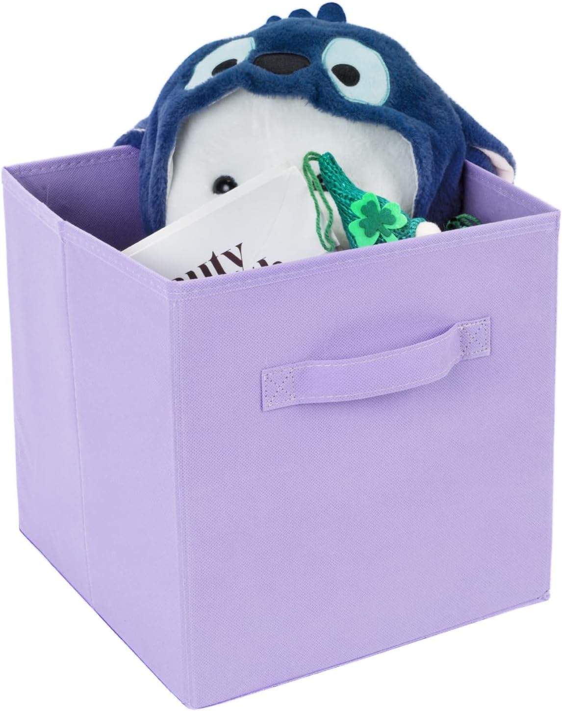 Life Hacks Fabric Storage Bins 8 Pack 11 inch Foldable Storage Cubes with Reinforced Handles Fun Colored Durable Cube Storage Bin for Home, Playroom, Closet Organizers and Storage, Purple