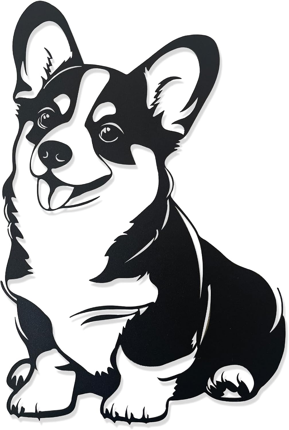 Corgi Metal Wall Décor,Gifts for Corgi Lovers,7x11"Lovely Black Decorations,Unique Iron Dog Statue,Dog Room Decor, Cartoon Animal 3d Wall Art for Bedroom,LivingRoom,Garden,Cafe,Outdoor Wall Hanging Decor