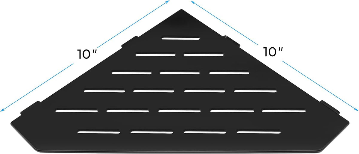 FerdY 2-Pack 10" Matte Black Recessed Corner Shower Shelf, for Tiled Bathroom Walls, 304 Stainless Steel Floating Shelf, Shower Caddy Storage Shelves, No Drilling Required, Striped Diamond