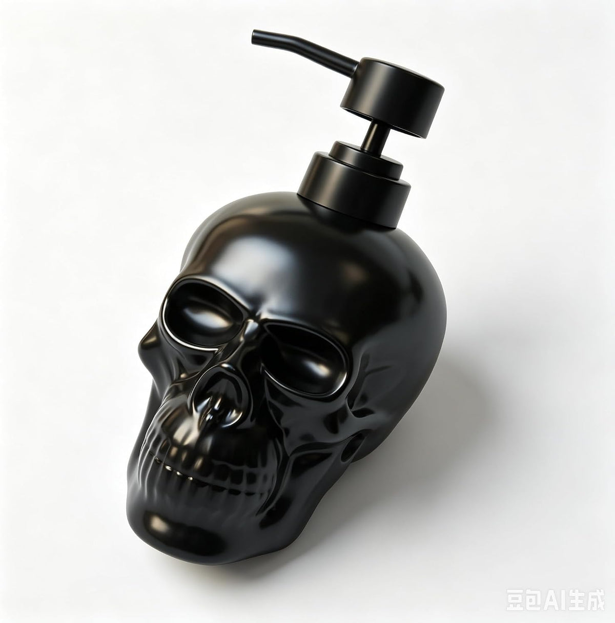 Ceramic Skull Soap Dispenser, Refillable Halloween Liquid Hand Soap Dispenser for Bathroom and Kitchen, Halloween Skull - Black