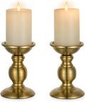 NUPTIO Gold Candle Holder for Table: Brass Pillar Stand for 3" Candles