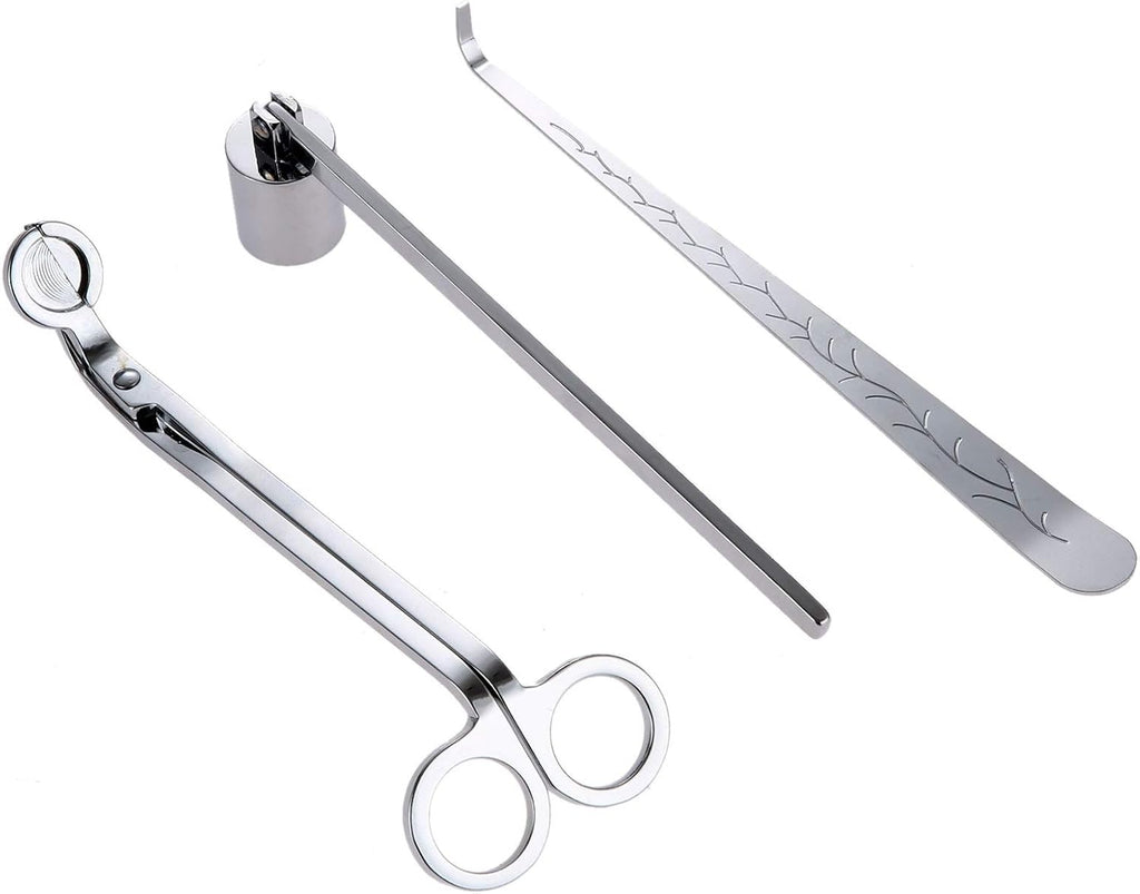 3 in 1 Candle Wick Trimmer Set, Snuffer, Dipper, Cutter, Silver