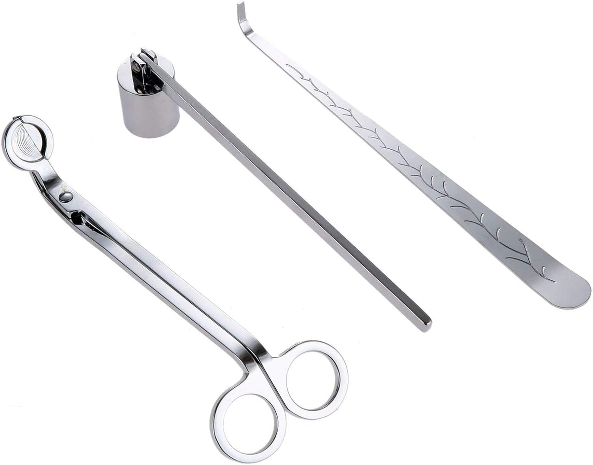 3 in 1 Candle Wick Trimmer Set, Snuffer, Dipper, Cutter, Silver