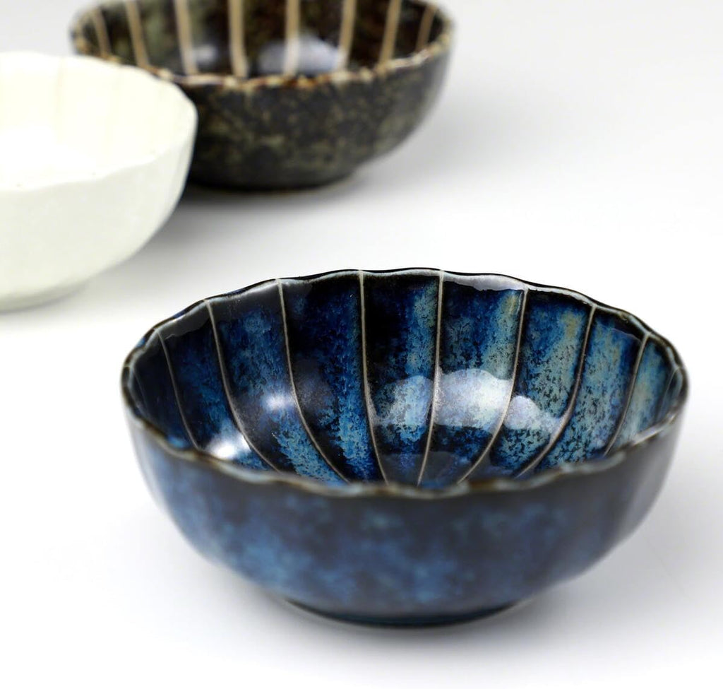 Asayu Japan Lotus Incense Holder for Sticks, Navy Blue Ceramic, 4.1in