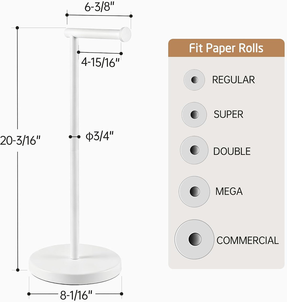 KES White Toilet Paper Holder Stand, Freestanding with Heavy Base
