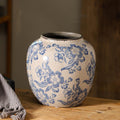 Blue and White Vases, Ceramic vases for Home Decor, Farmhouse Flower vase, Blue vase for Living Room Decor, Vintage Vase for Console Table Mantle Chinoiserie Decor