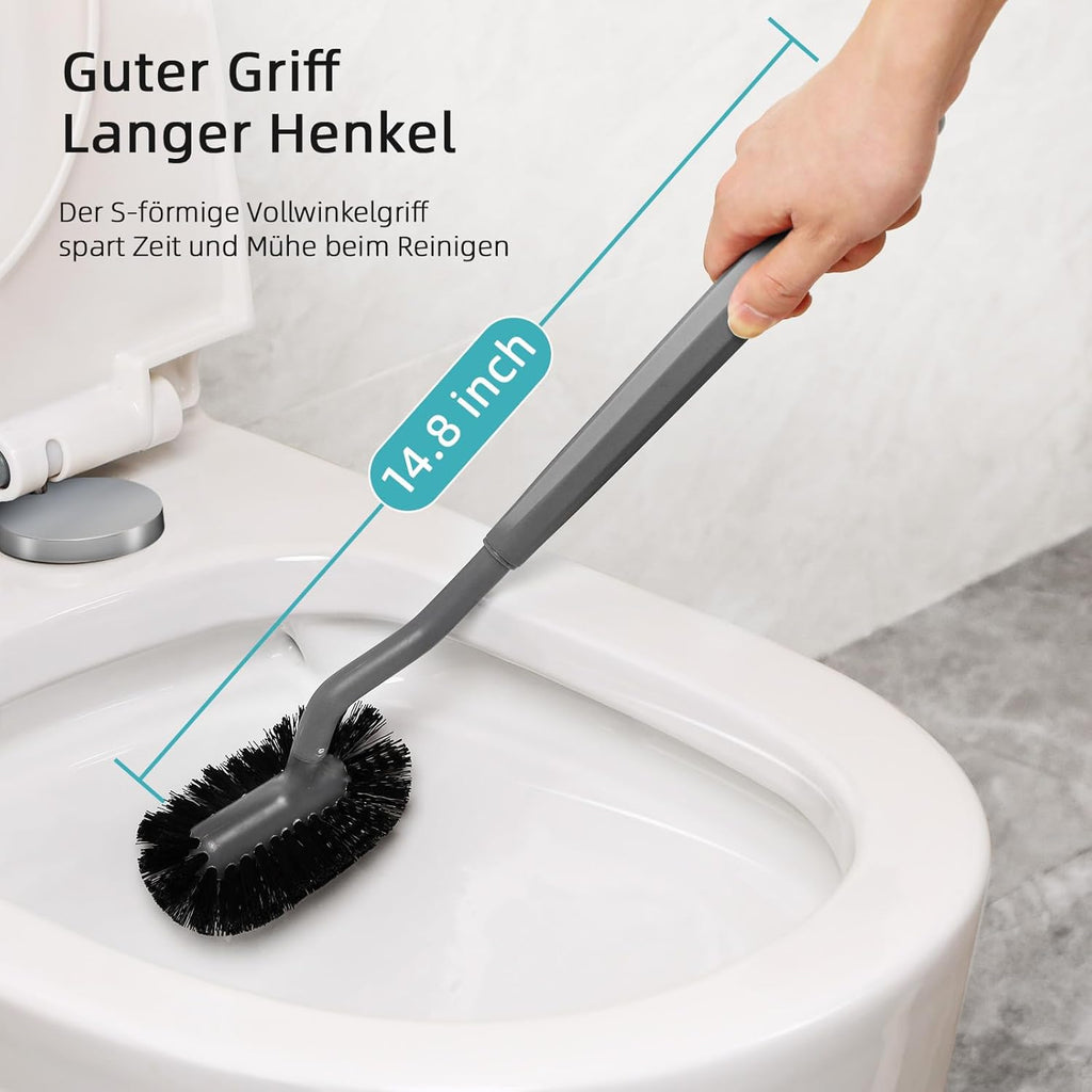 HAMITOR Toilet Bowl Brush Holder Set, Dead Corner S-Shaped Bristle Scrubber