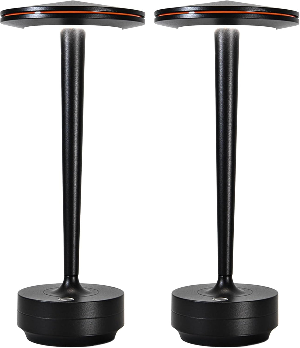 Cordless Rechargeable LED Table Lamp Set of 2 Black
