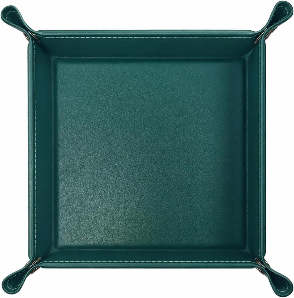 UnionBasic Valet Tray, Jewelry Tray for Rings Watches Earrings, Entryway Catchall Caddy for Coins Keys Change, Nightstand Organizer Bedside Valet Holder, Trays for Electronic Gadgets, Vintage Green