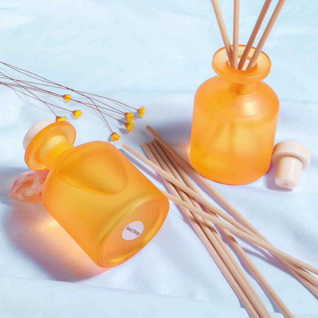 Reed Diffuser - Citrus 3.38oz (100ml) 2 Pack Essential Oil Reed Diffuser Set with 8 Sticks, Long Lasting Fragrance for Home, Bathroom, Bedroom, Room, Decor, Gifts
