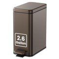 Cesun 2.6 Gallons Small Bathroom Trash Can with Lid Soft Close, Brown