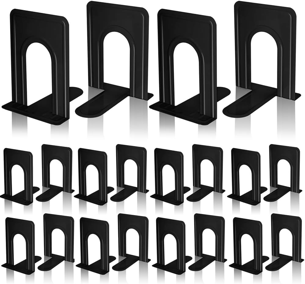 Book Ends, Metal BookEnds Heavy Duty bookend (Black 10 Pair)