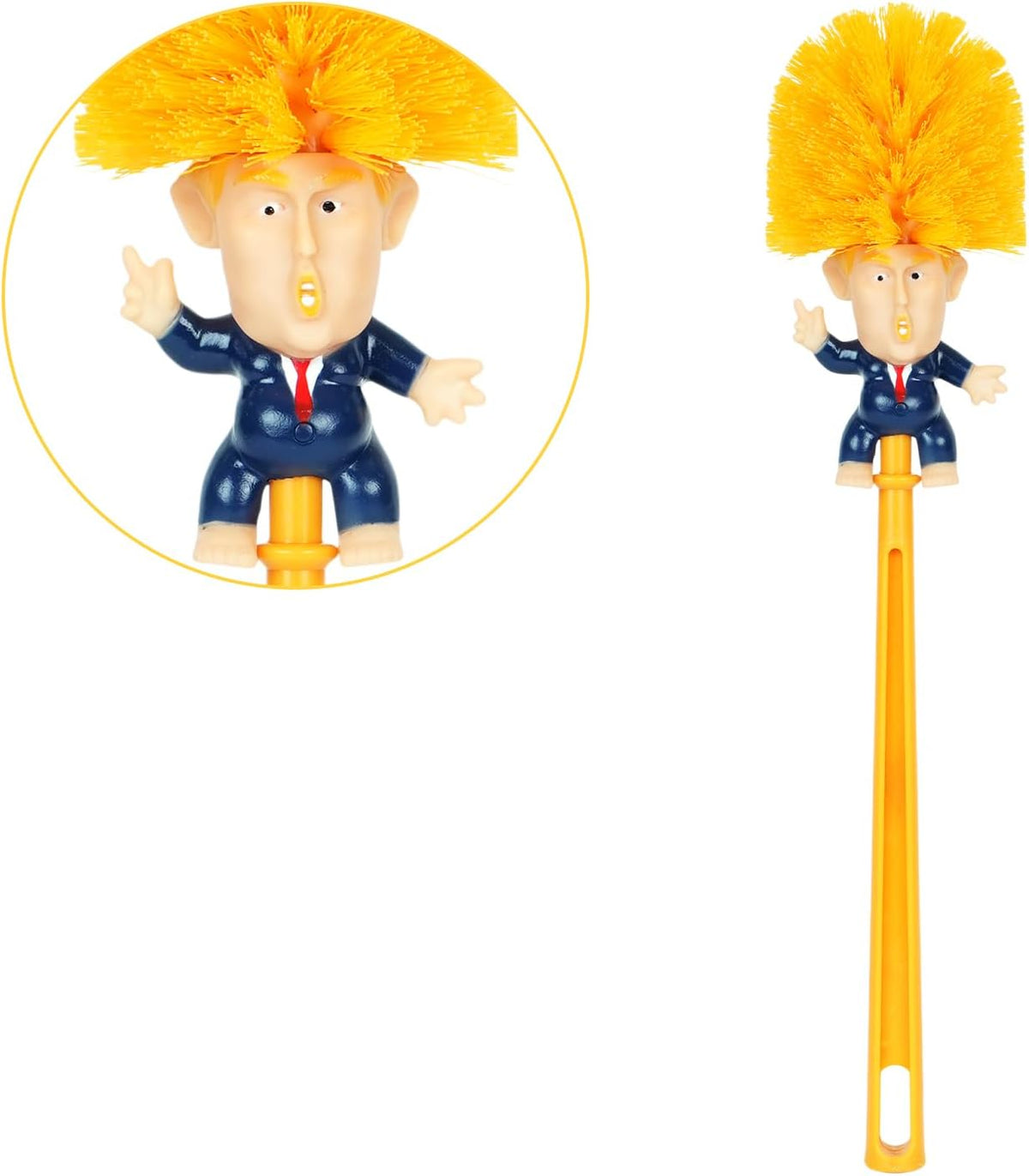 2PCS Funny Trump Toilet Brush with Adhesive Hooks, Prank Toilet Brush Cleaner Scubber, Make Toilet Great Again, Anti Trump Gag Gift for Bathroom Decor, Housewarming, White Elephant Party (2pcs-2)