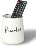 LEETOYI Ceramic Remote Control Holder, 4.1" Remote Caddy Storage (White)