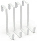 4 Pack Over The Door Hooks - Fitting Door Width Between 1 3/8" and 1 3/4", Reversible Door Hangers for Hanging Clothes, Towels, Coats and More (White) (White, 4 Pack (Long-7.8"))