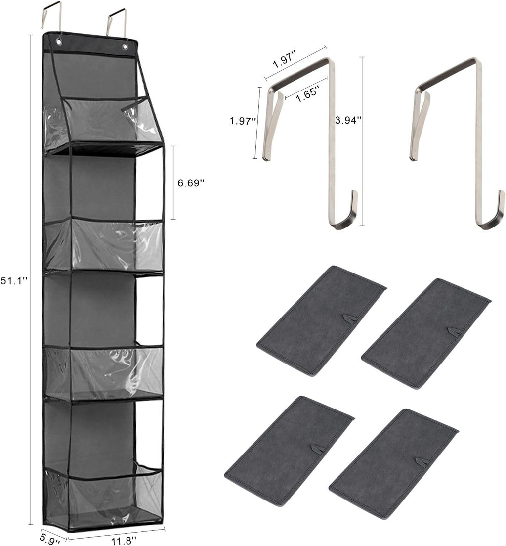 4-Shelf Over the Door Storage Hanging Closet Organizer (Grey)