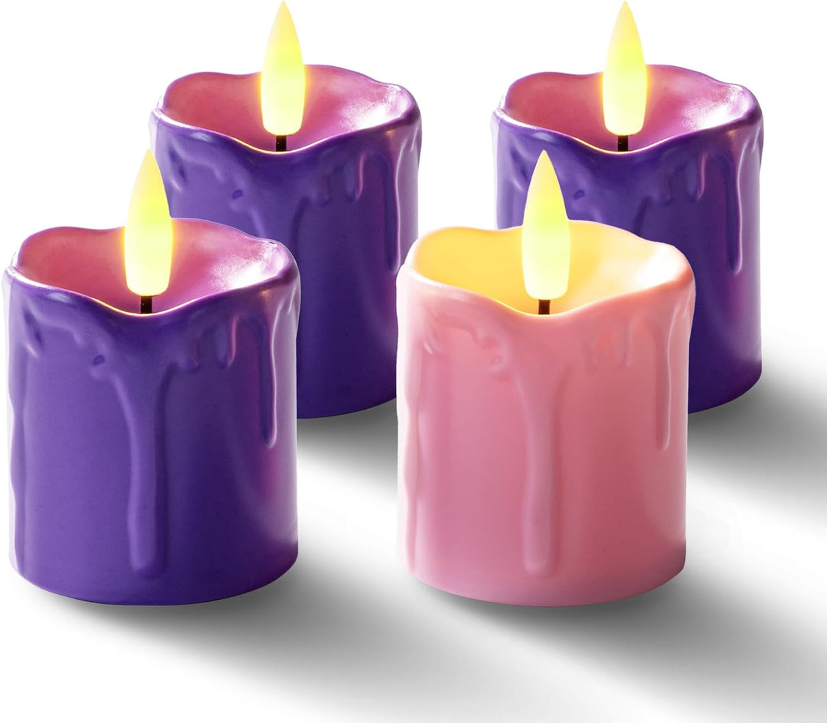 Homemory 2"x 2" Purple & Pink 6 Hour Timer Flameless Votive Candles, 6 Pack