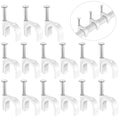 AOPOCKAN TECH Cable Clips White 100 Pieces Ethernet Cable Clips with Steel Nails 8mm Cord Holder for Cat8 Cat7 Cat6 Round Ethernet Cable - 0.32 inch
