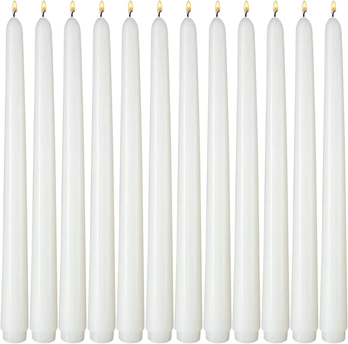 10 Inch White Taper Candles, 12 Pack Unscented Candlesticks for Wedding Christmas Seasonal Celebration and Daily Home Decoration