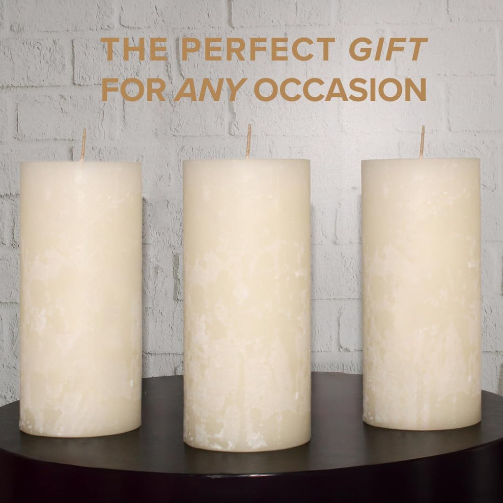 Ivory Vanilla Scented Pillar Candles, 3x4 Inch, Set of 3