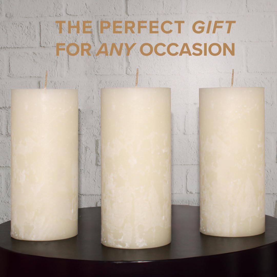Ivory Vanilla Scented Pillar Candles, 3x4 Inch, Set of 3