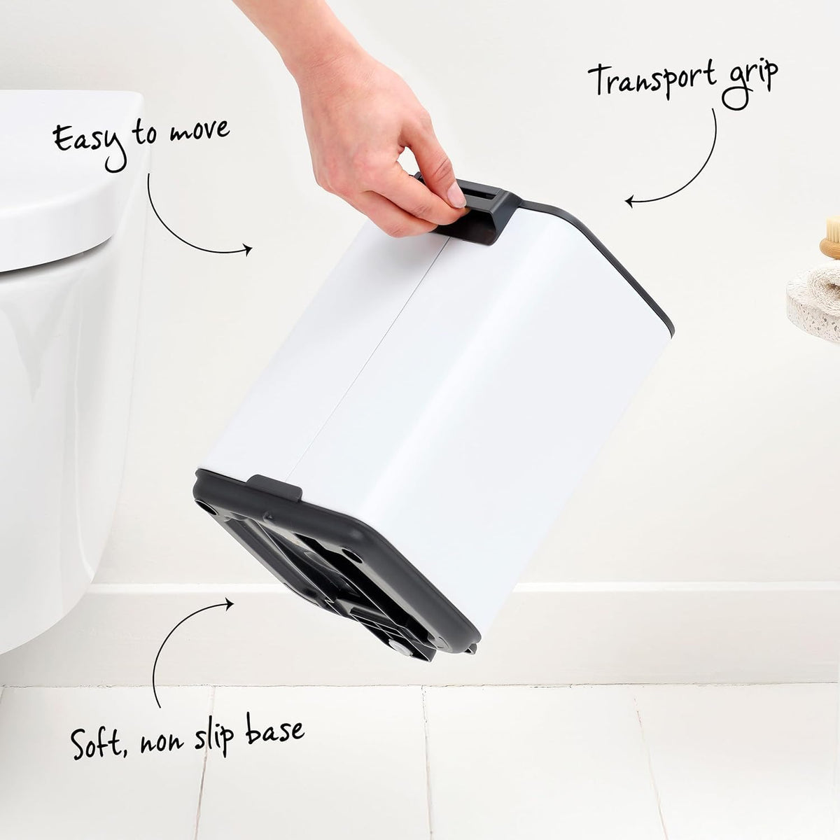 Brabantia Bo XS Step-On Trash Can | 1.1 Gal / 4L | Soft Beige | Light-Pedal, Soft-Close, Bedroom, Bathroom, Nursery Trash Can, Removable Inner Bucket, Non-Slip Base | + Trash Bags