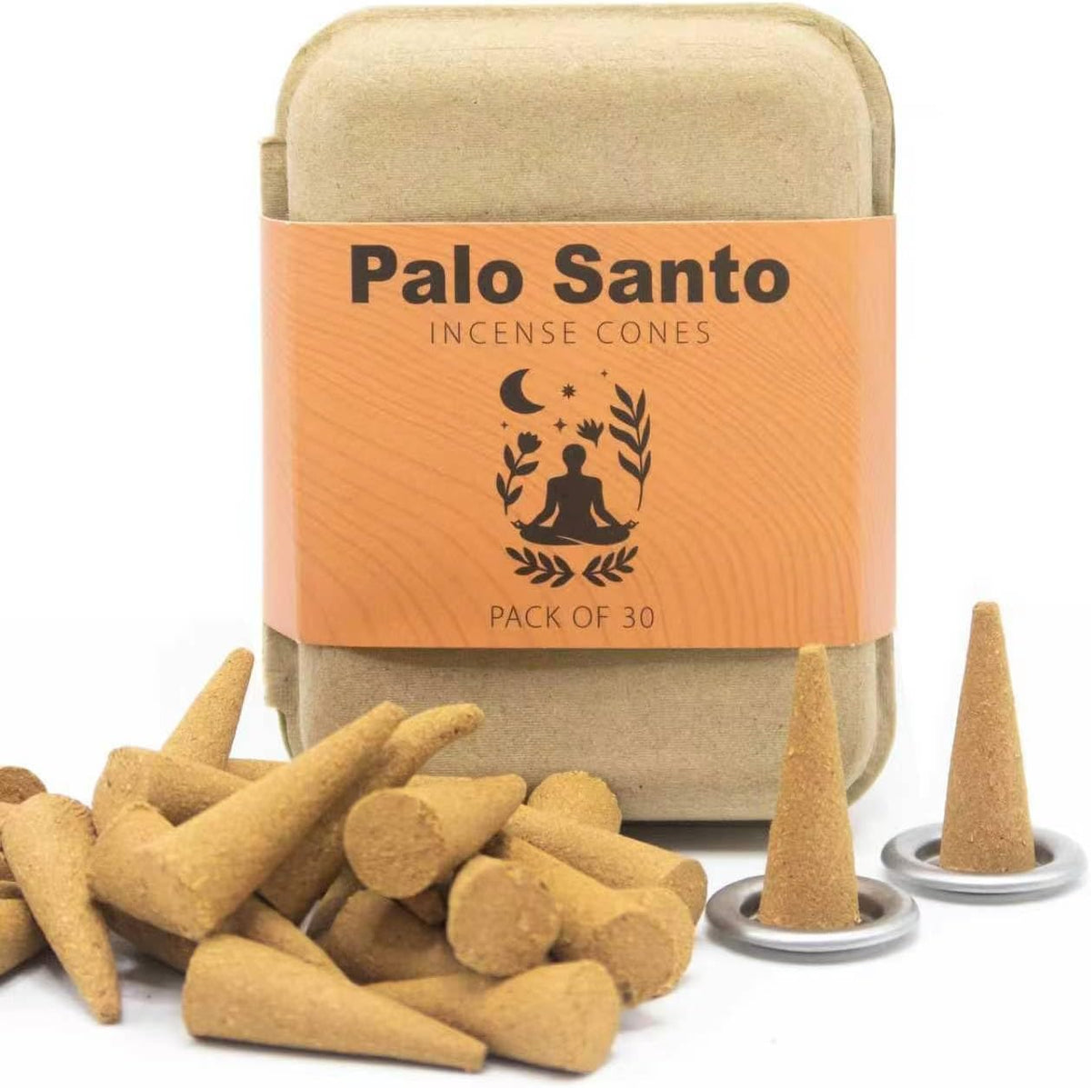 Palo Santo Incense Cones 30 Count, Include 2 Metal Dishes