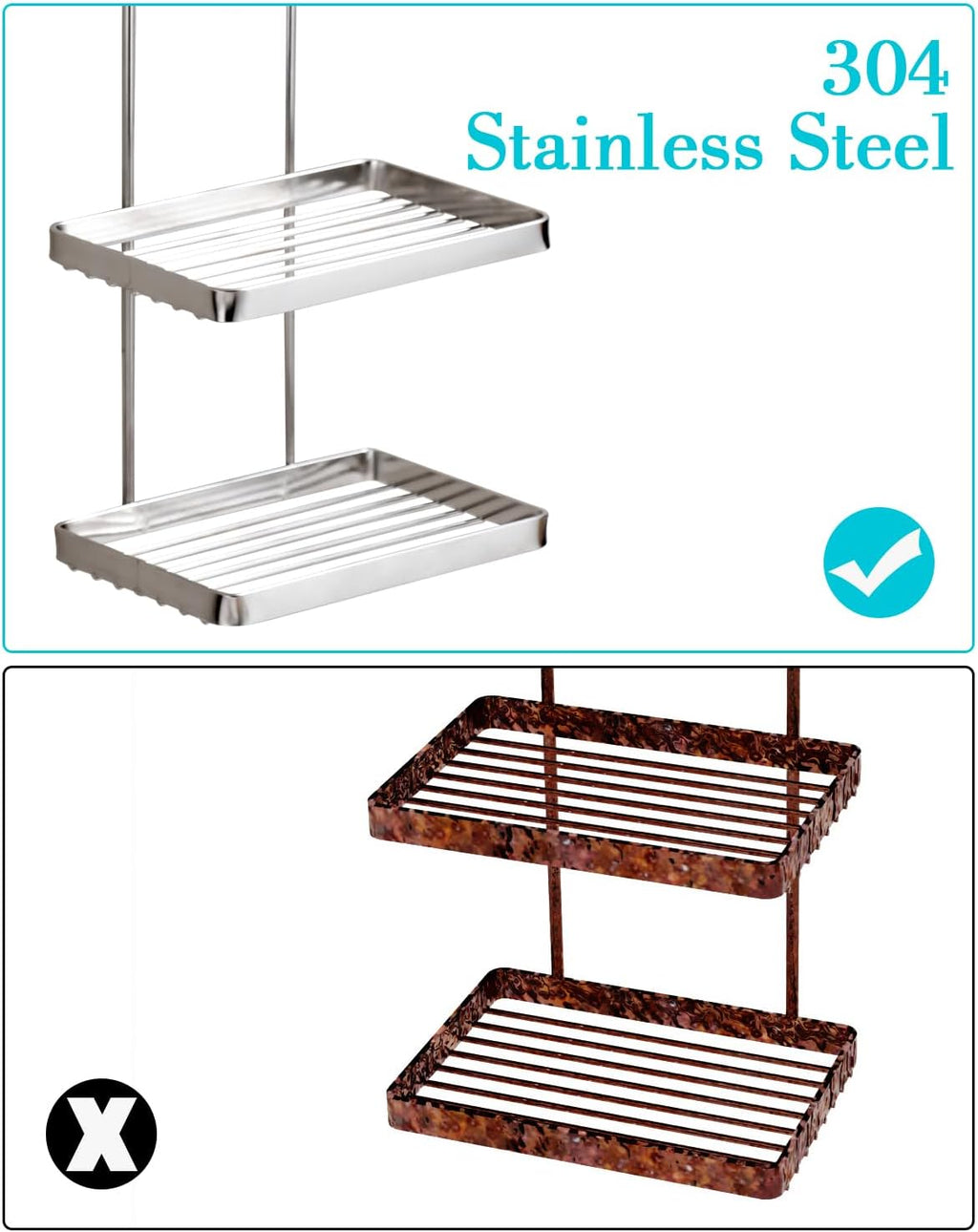 YQh 4 Tier Shower Shampoo Soap Holder, Shower Wall Soap Dish Holder, Shampoo Bar Holder, Bathroom Soap Box, Self-Draining Soap Bar Holder, Stainless Steel Soap Holder for Bathroom, Kitchen