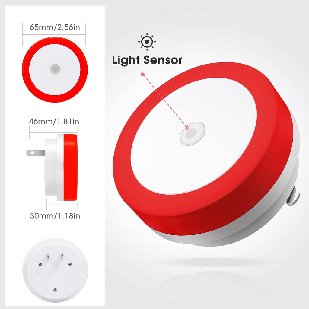 Briignite Night Lights Plug into Wall Red Night Light Dusk to Dawn Sensor
