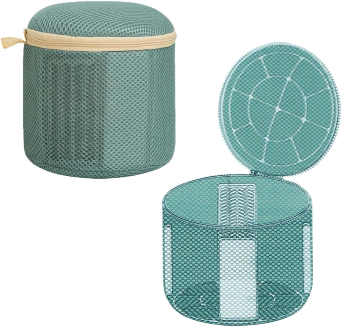 2 Pack Bra Washing Bags for Laundry, Large 7x6in Delicate Underwear Laundry Bags with 3D Structure, Double Frame Support, Soft Side Panels, Thick Mesh(2, Green)