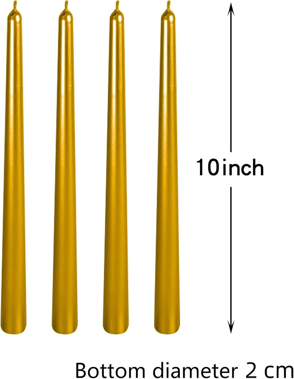 Kandelo 10 Inch Gold Tall Tapered Candles, Tasteless & Smokeless