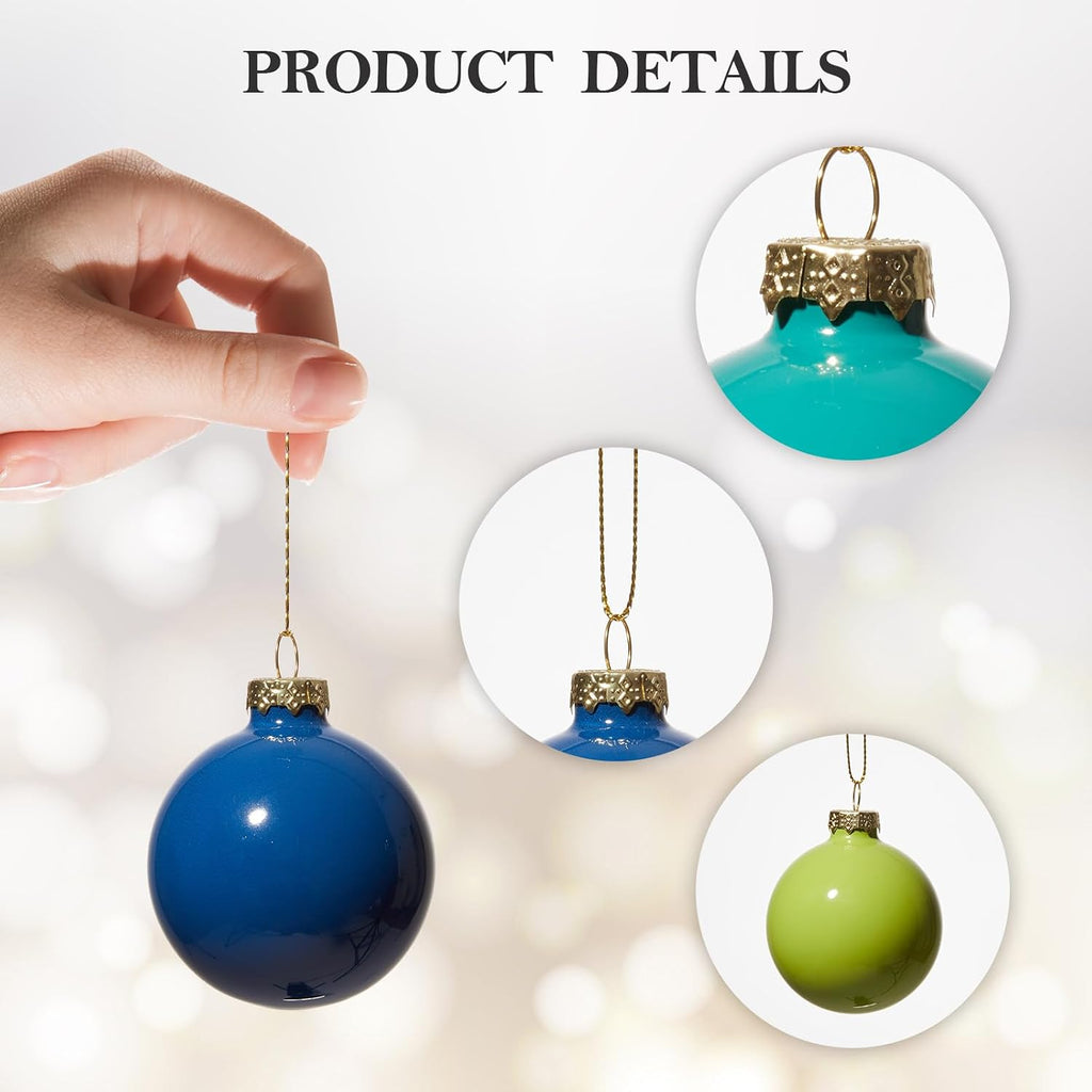 WDS WONDROUS Christmas Ornaments Blue Green Set of 12 Christmas Ball Glass