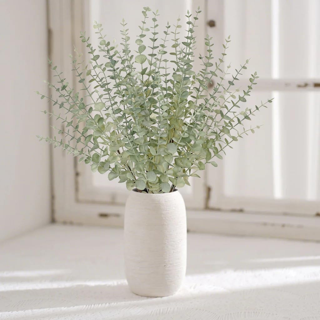 GnFlus 5 Pcs Artificial Eucalyptus Stems Fall Eucalyptus Leaves Autumn Leaf Branches Fall Decorations with Foam Fall Leaves for Home Floral Arrangement Autumn Festival Thanksgiving Decor Green