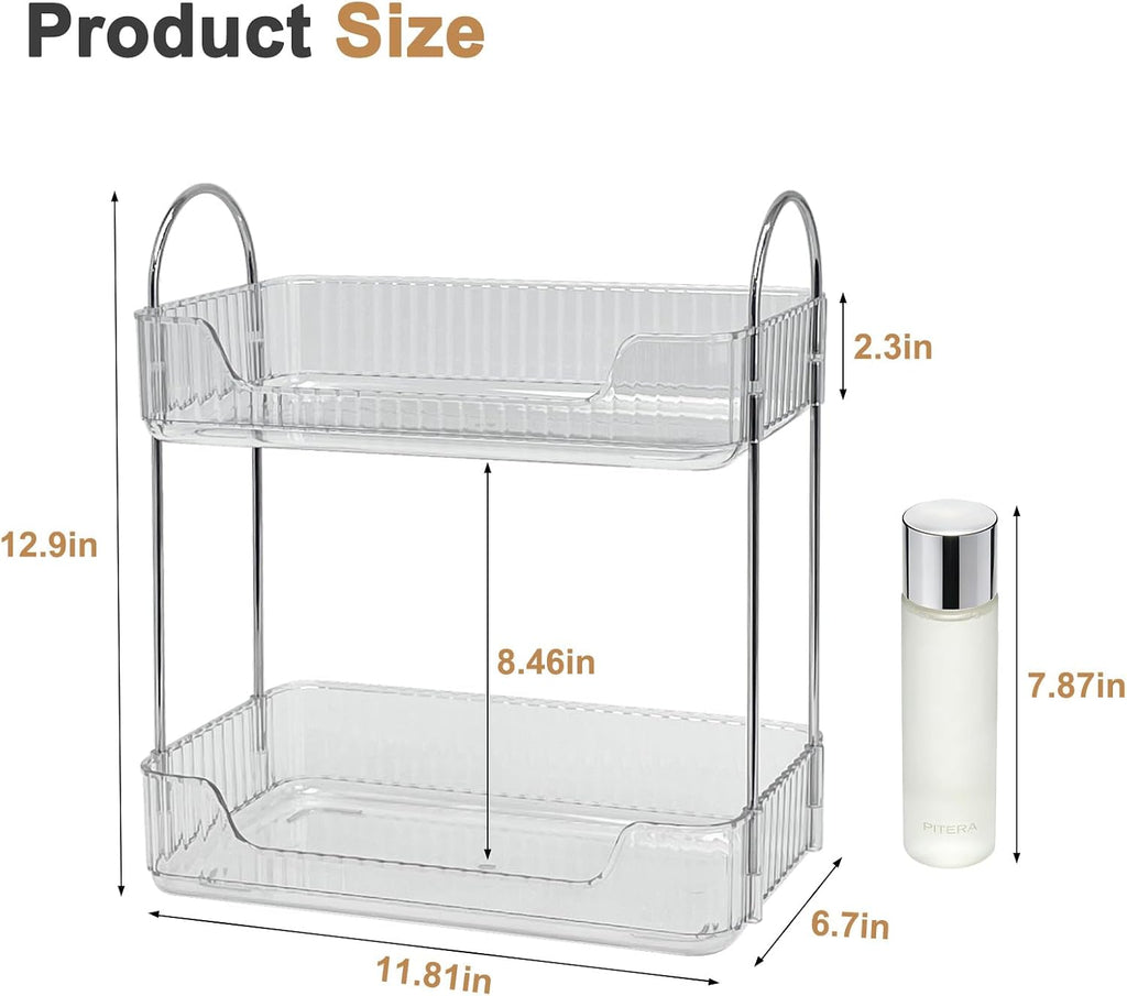 Goderewild 2-Tier Bathroom Counter Organizer, Clear Makeup Organizer
